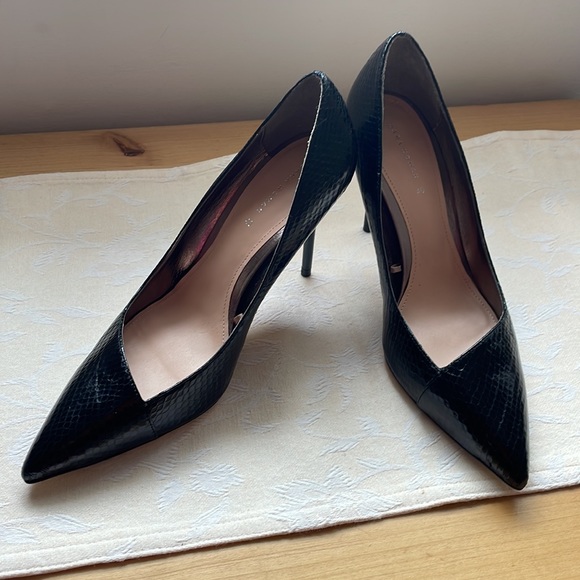 Zara Black High Heel Pumps Snake Skin Print.Pointed Toe. - Picture 11 of 11
